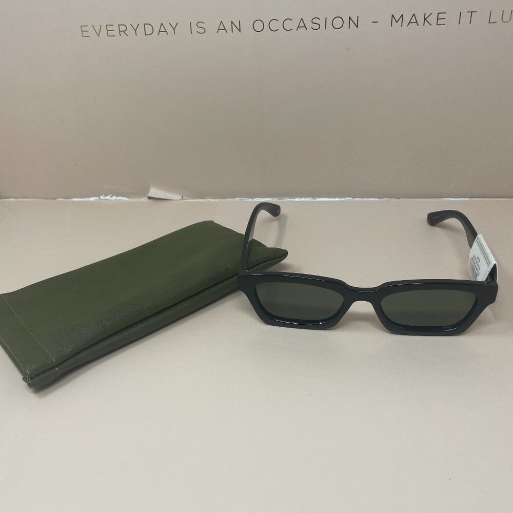 (NWT) Aire | Sculptor Sunglasses in Black & Green Mono Polarized